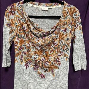 Colorful Cowl Neck Knit Top